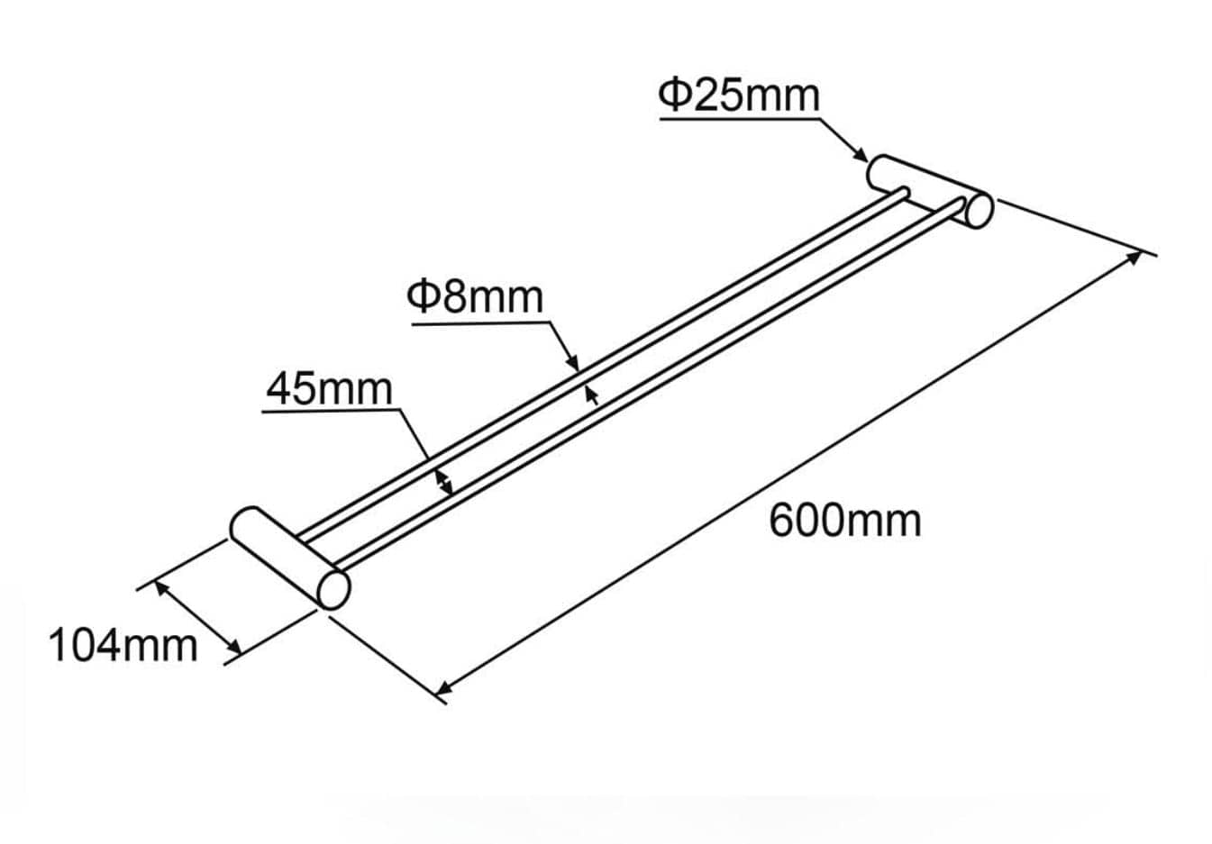 600mm Brushed Gold Pin Double Towel Rail | BUYG6202.TR