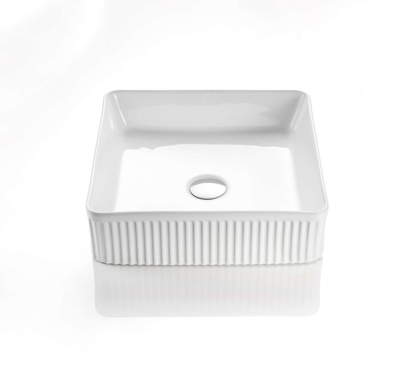 415mmx415mm Cascade Fluted Above Counter Basin - Gloss White
