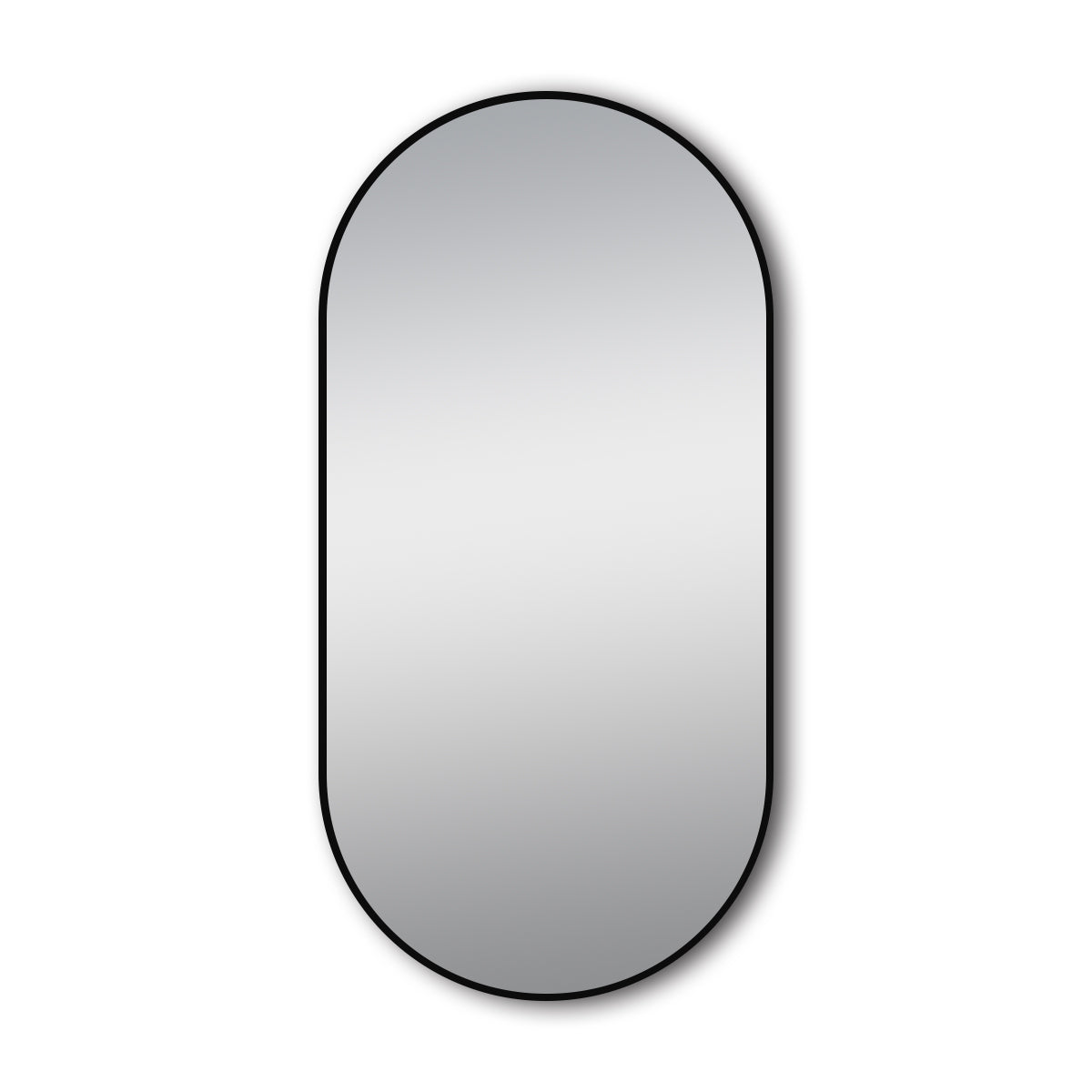 Matte Brushed Black Oval Framed Mirror - 500x1000mm