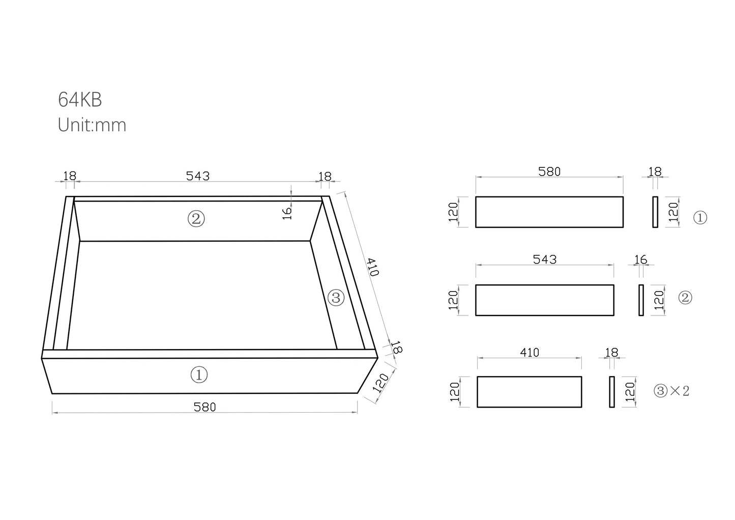 600mm Vanity Kickboard Only - Gloss White