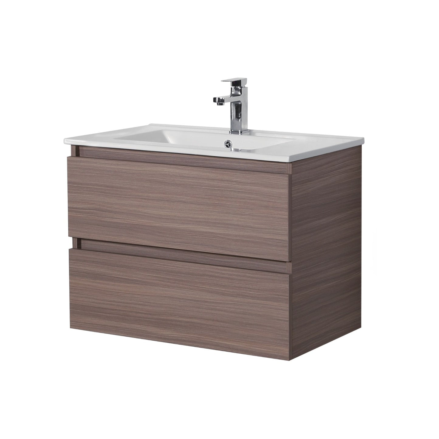 Stella Wood Grain PVC Wall Hung Vanity - Double Drawers - Oak - 900mm