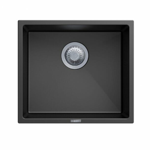 Carysil Black Single Bowl Granite Stone Kitchen/Laundry Sink Top/Flush/Under Mount - 457x406x200mm