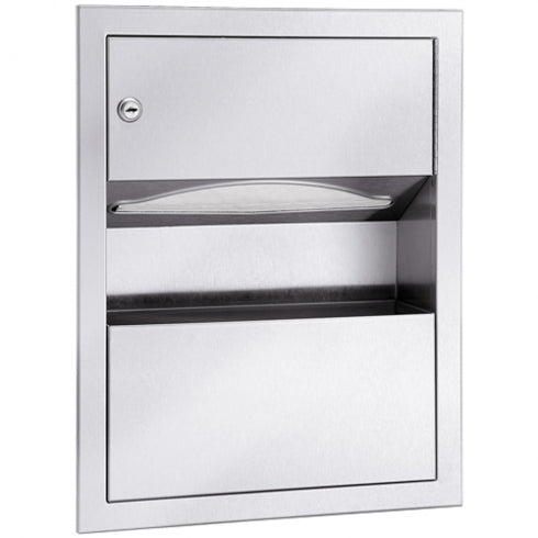 356mm W Recessed Towel and Waste Receptacle - 356mm W x 459mm H x 102mm D - Satin