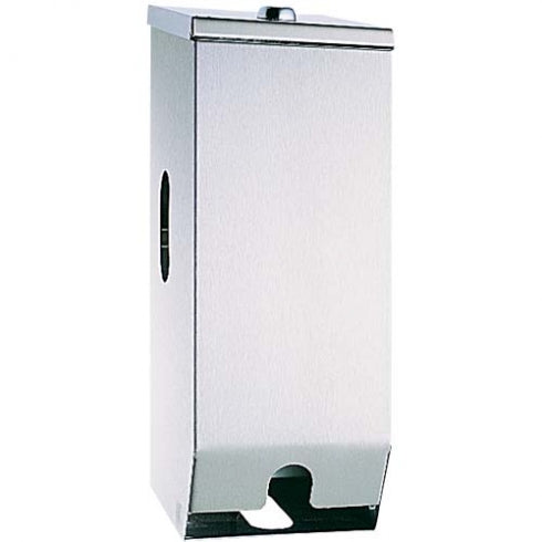 115mm W Surface Mounted Double Toilet Tissue Dispenser - 115mm W x 315mm H x 128mm D - Satin