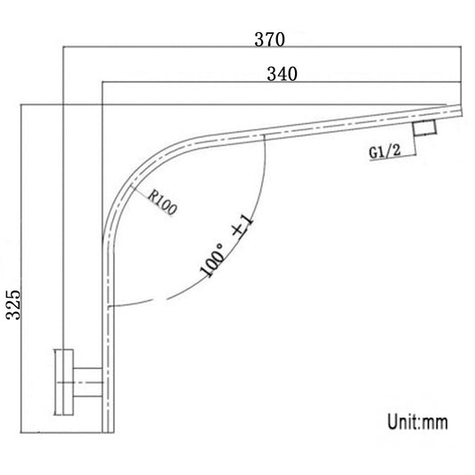 Square Brushed Nickel Gooseneck Wall Mounted Shower Arm