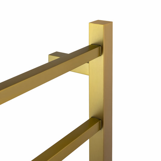 Square Brushed Brass Electric Heated Towel Rack 4 Bars