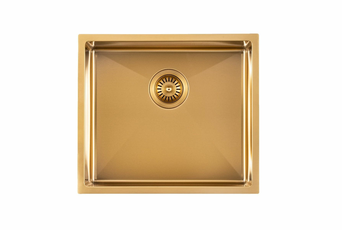 Brushed Gold 1.2mm Handmade Top/Undermount Single Bowl Kitchen/Laundry Sink - 490x440x230mm
