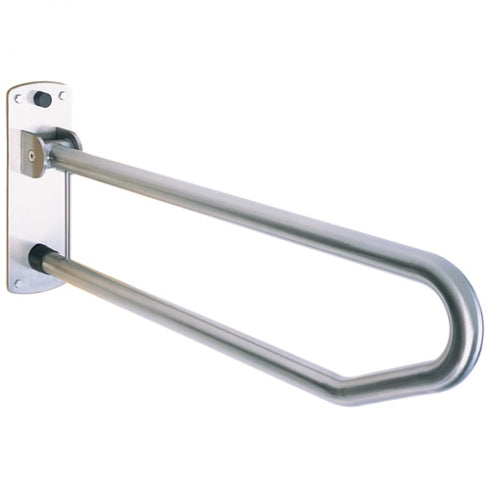 800mm W Surface Mounted Drop Down Grab Rail with Locking pin - 800mm W x 300mm H - Satin