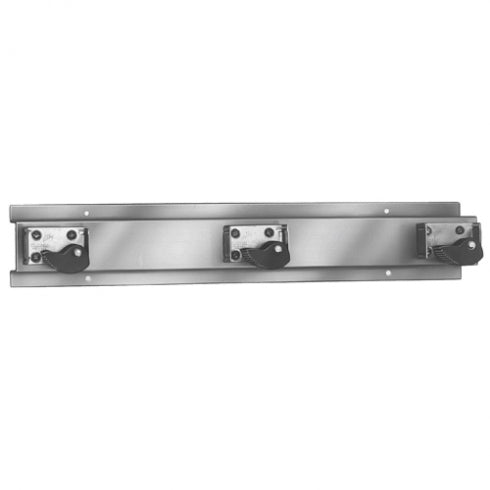600mm W Surface Mounted Mop and Broom Holder 3 Holders - 600mm W x 102mm H x 70mm D - Satin