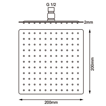 Super-slim Square Rose Gold Stainless Steel Shower Head 200mm