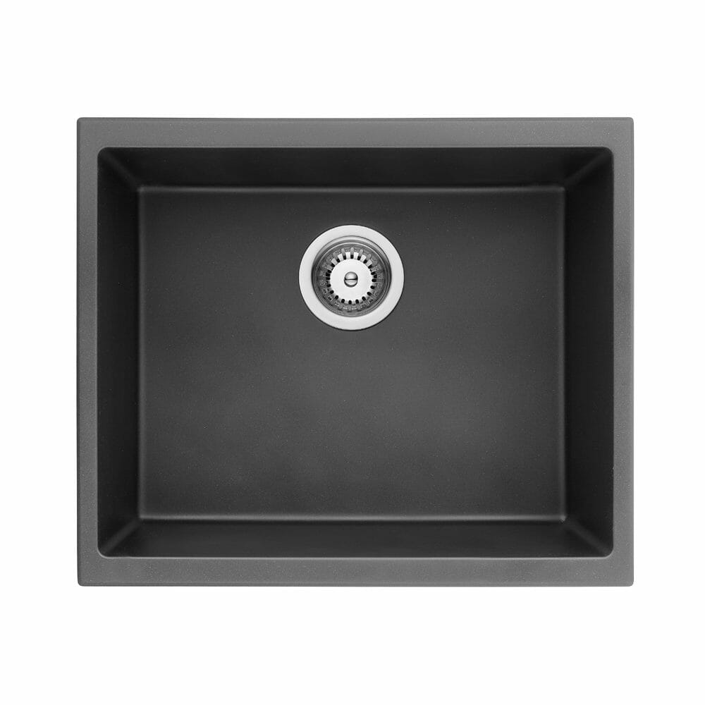 543mm Quartz Undermount Kitchen Sink - Single Bowl - Matte Black