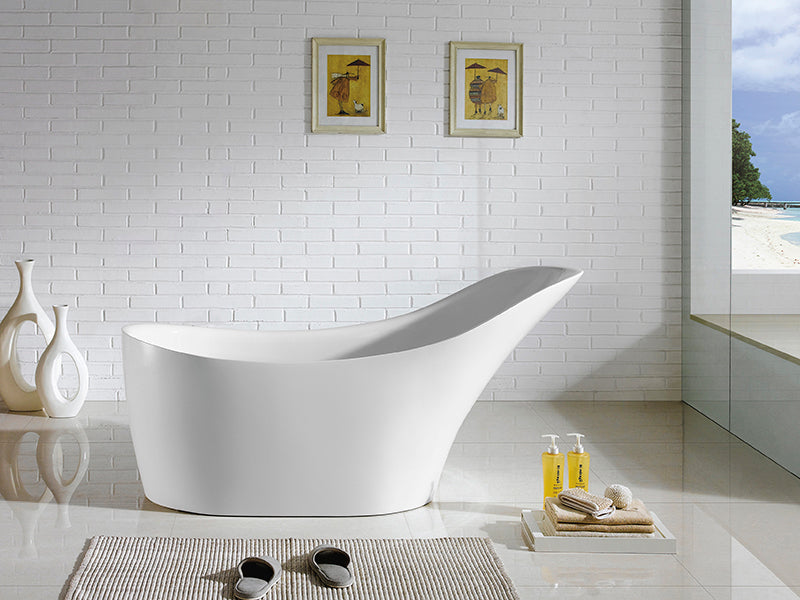 1500mm Freestanding Bathtub - No Overflow - Gloss White