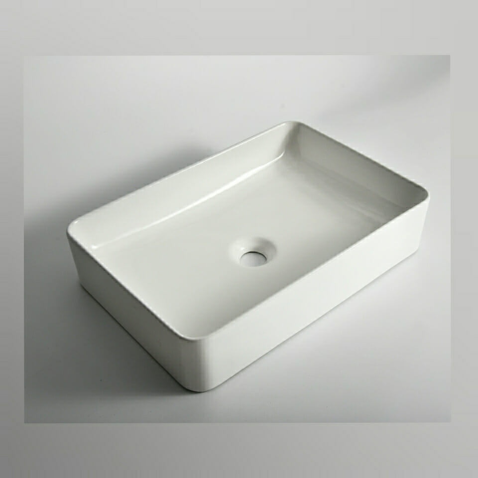 Luna - 500mm Gloss White Rectangular Above Counter Basin - 500x335x110mm