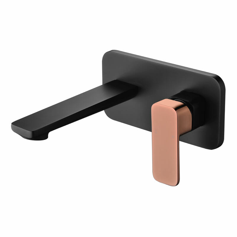 seto Matte black and rose gold wall basin mixer