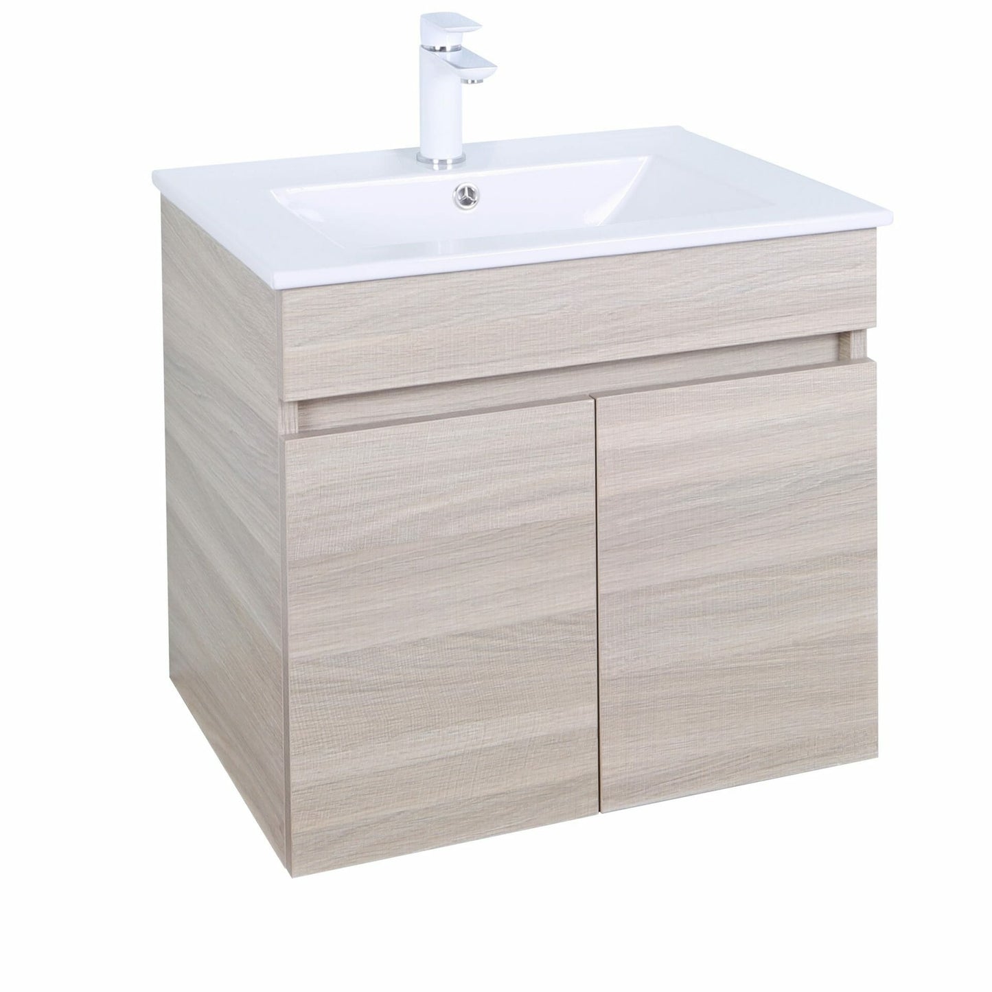 600mm Evie Wall Hung Vanity PVC - Cabinet Only - Oak