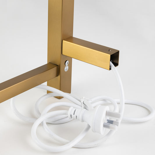 Square Brushed Brass Electric Heated Towel Rack 6 Bars