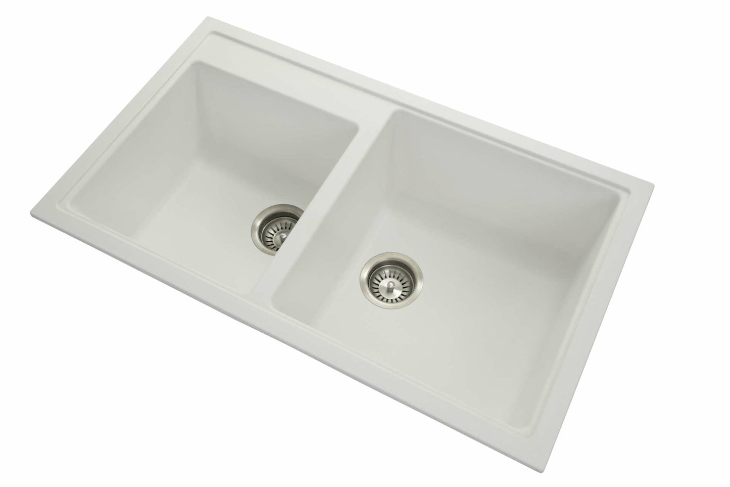 White Carysil Vivaldi N-200 Granite 1 and 3/4 Bowl Stone Kitchen Sink 860*500*200mm