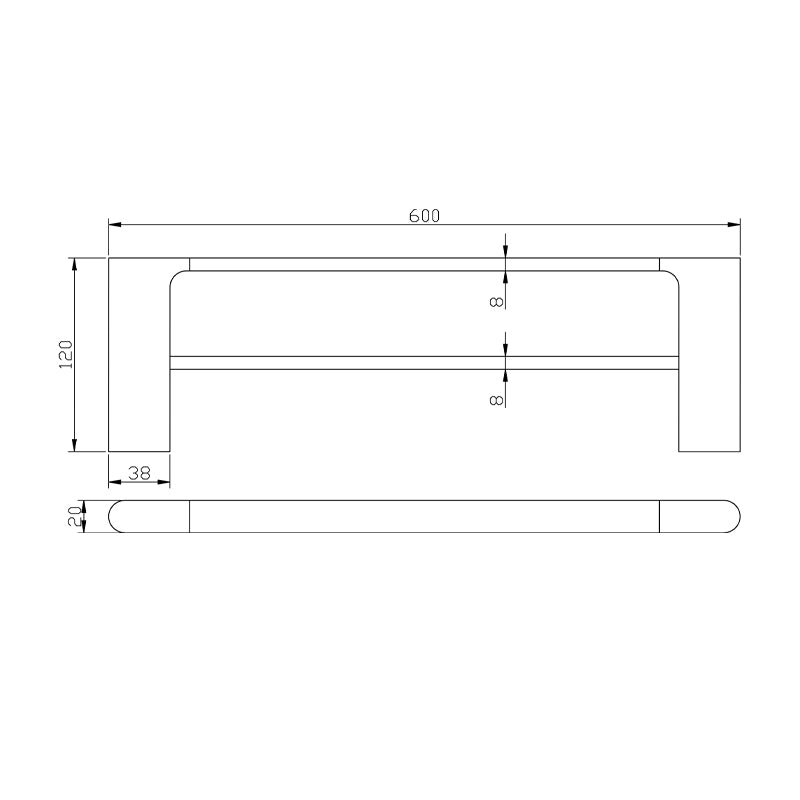 VOG Series Light Brushed Brass Double Towel Rail 600mm
