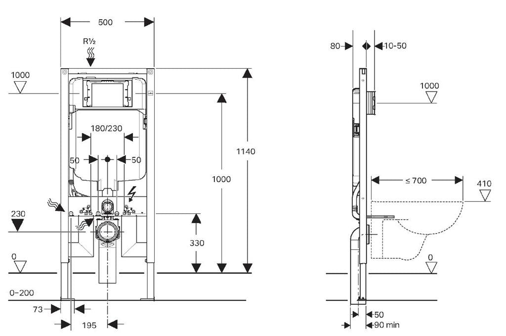 Geberit Frame In-wall Cistern for wall hung pan 111.698.00.1