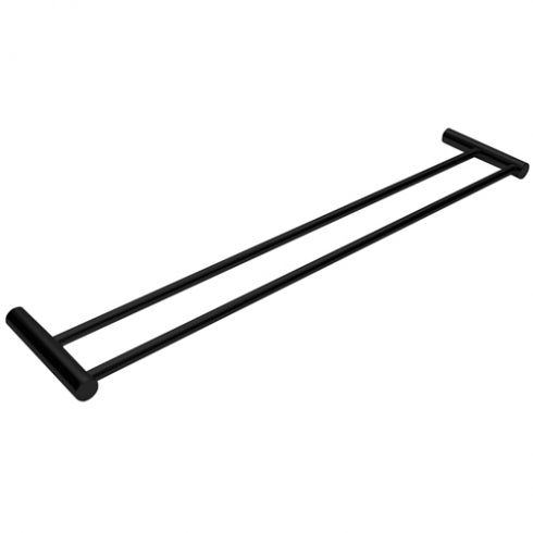 450mm W Surface Mounted Double Towel Rail - 450mm x W x 125mm D - Matte Black