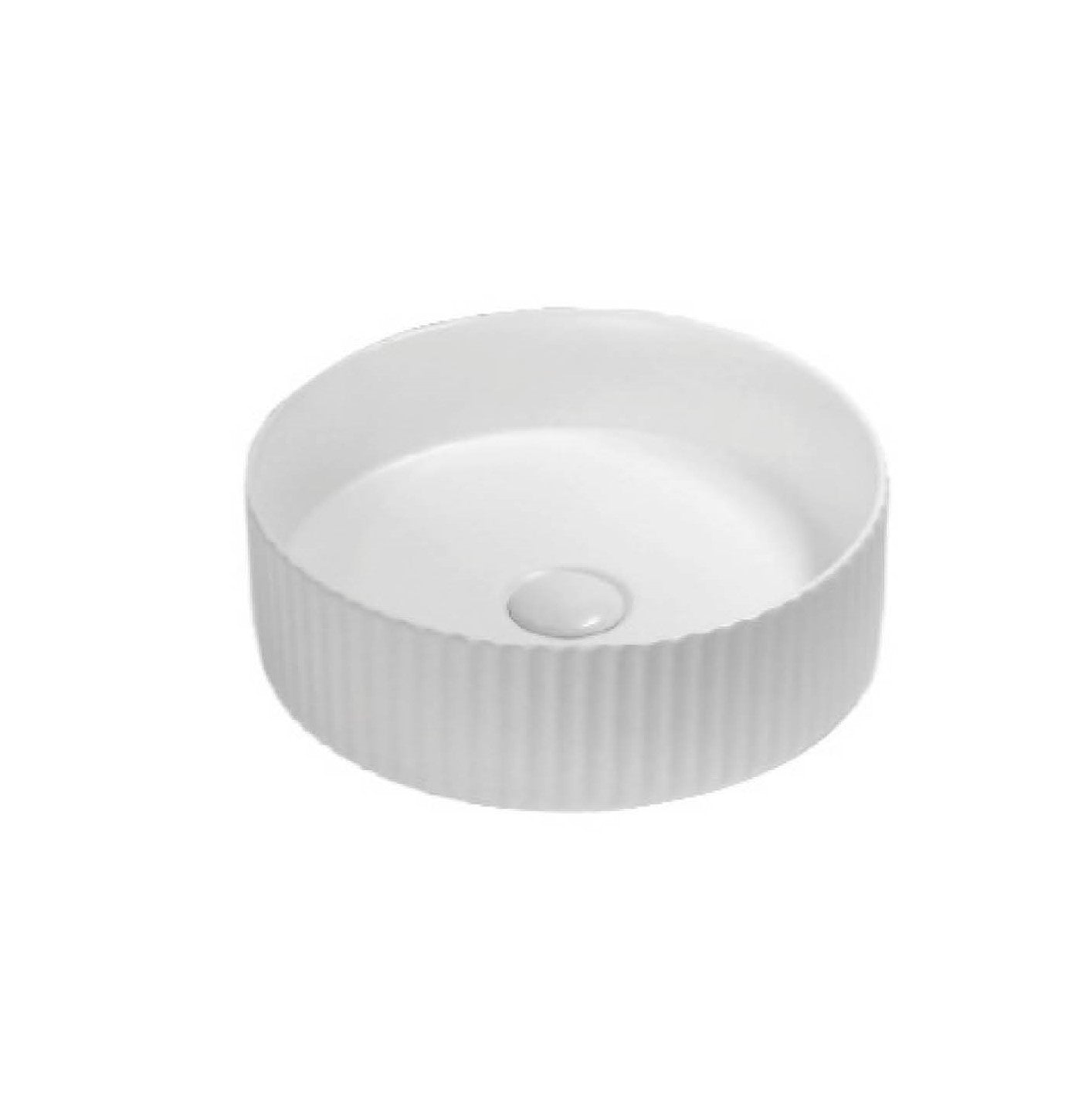 360mm Cascade Fluted Above Counter Basin - Matte White
