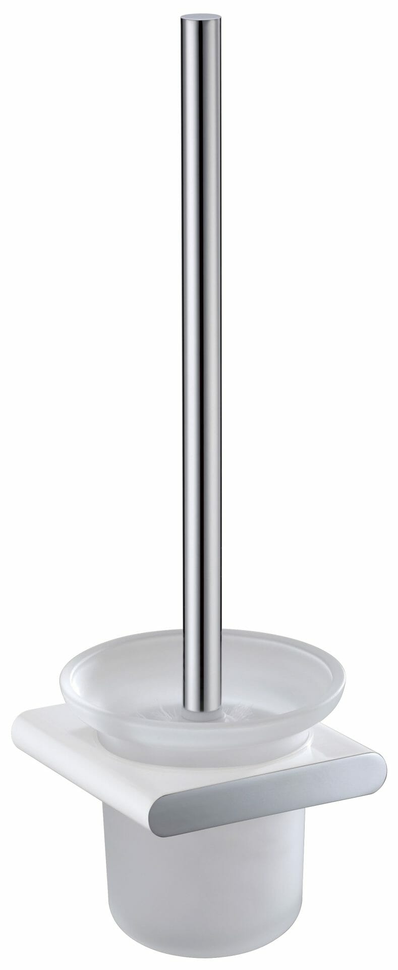Cora Toilet Brush Holder - Chrome & White
