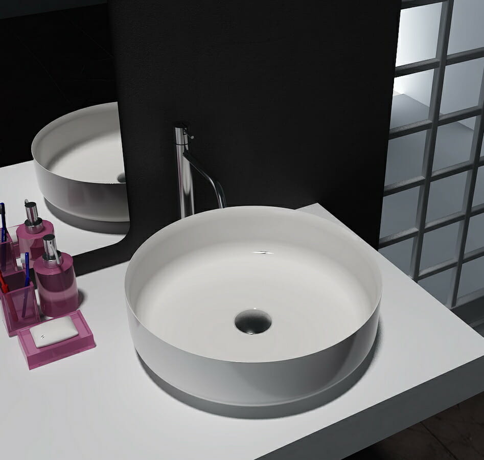 Matte White Round Artificial Stone Basin - 450x450x130mm