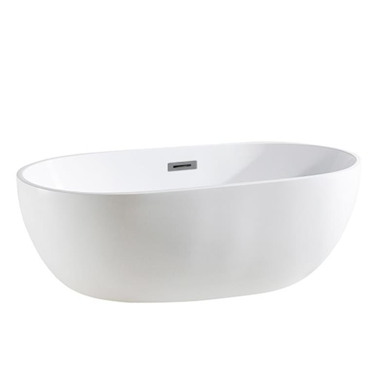 1400mm Freestanding Bathtub - Overflow - Gloss White