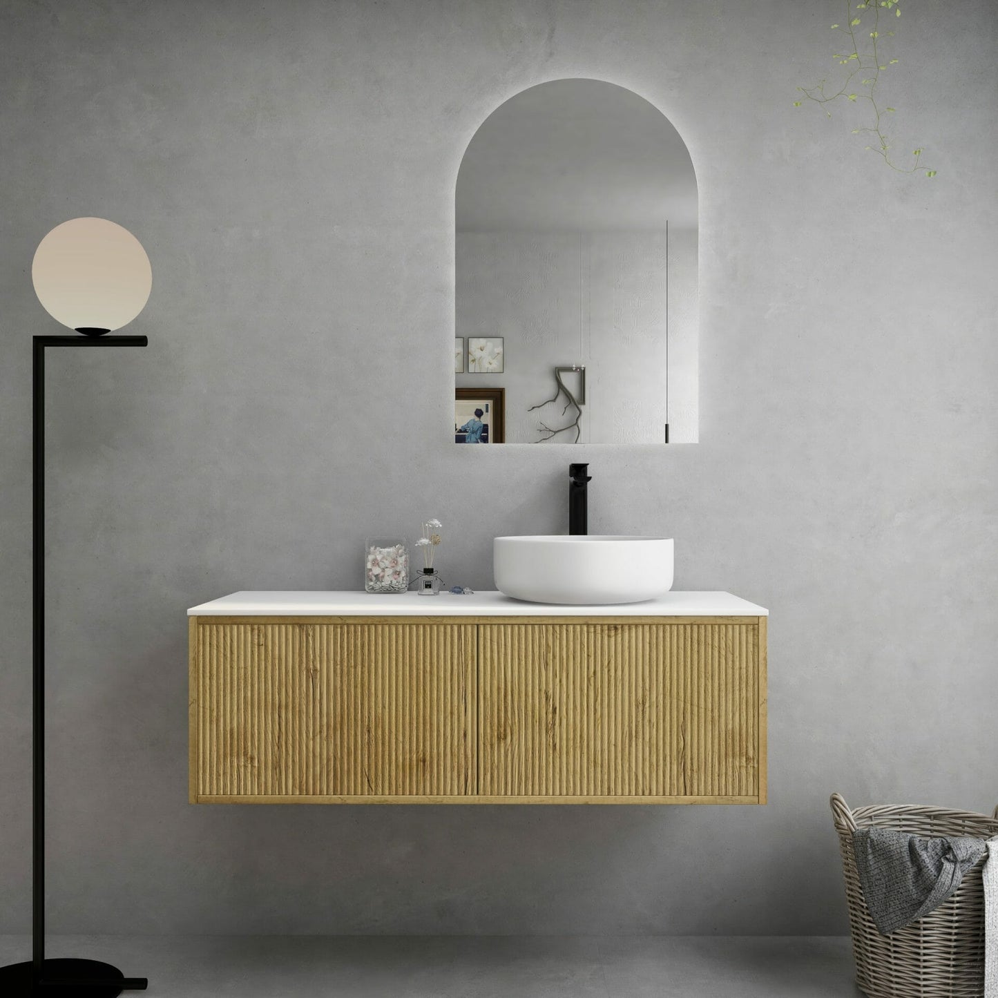 Bellevue Ensuite Slim Wall Hung Vanity - Prime Oak - 1200mm