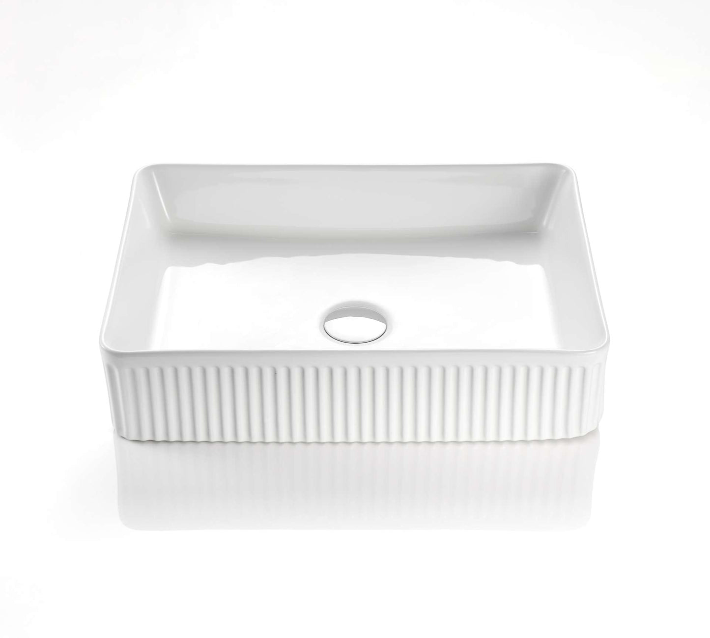 500mmx380mm Cascade Fluted Above Counter Basin - Matte White