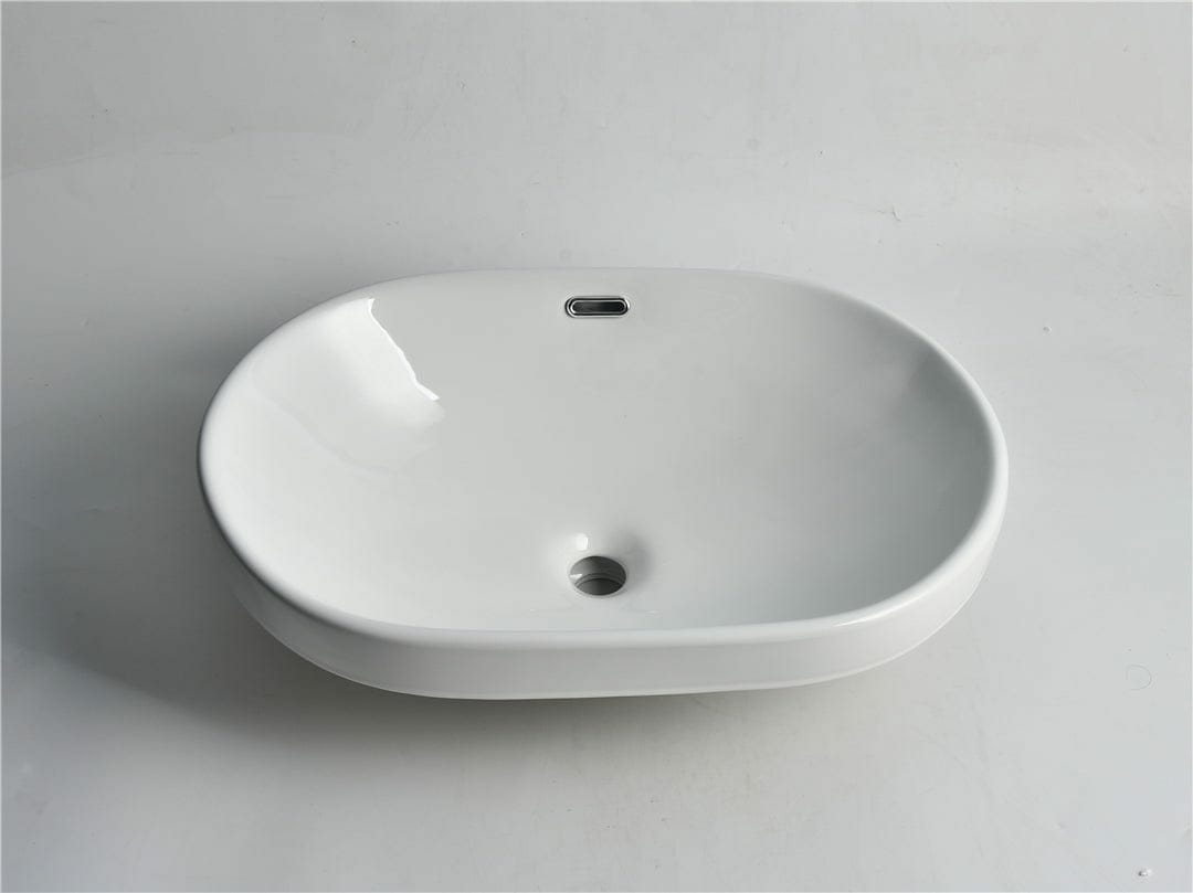 Luna - 605mm Gloss White Oval Semi-Insert Basin - CLA-B6048