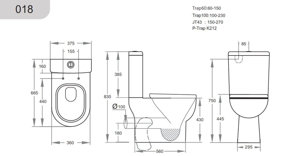 Skew Toilet Suite
665*375*830mm