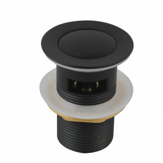 32/40mm Solid Brass Basin Pop Up Waste - Matt Black - Overflow
