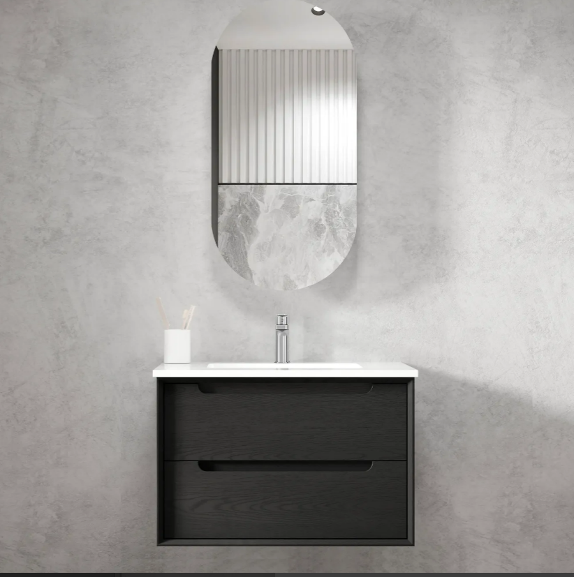 Byron 750mm Black Oak Wall Hung Cabinet Only