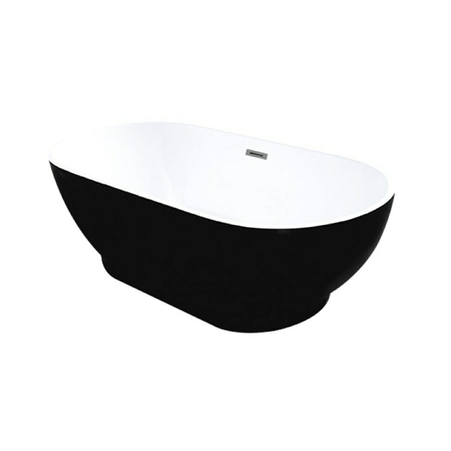 Oval Freestanding Bathtub - Acrylic Gloss Black Slim Edge Finishing - 1700mm