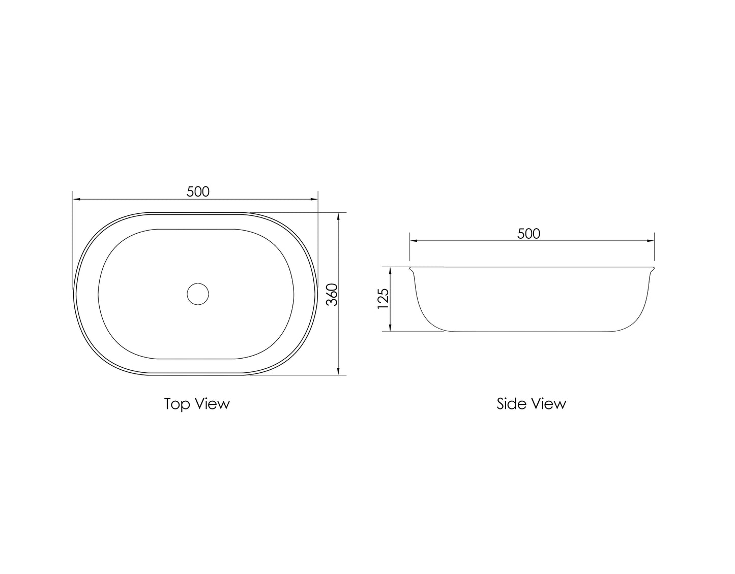 Bronte Oval 500x350x130 Matte White Basin