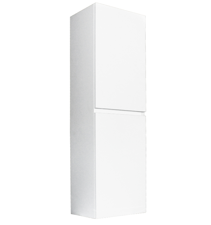 Qubist Wood Grain PVC Filmed - Tall Boy Vanity - Two Drawers - Matt White - 400mm