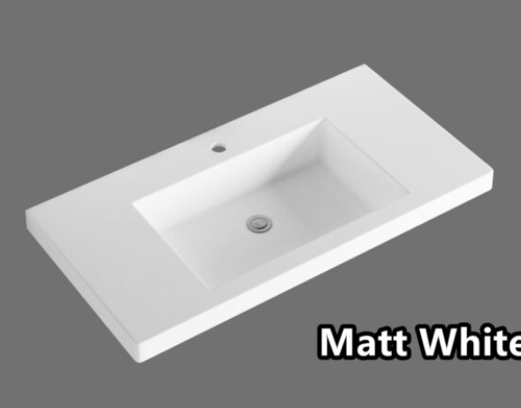 900mm Polymarble Top-Pre Drilled (NTH/1TH/3TH) - Matt White