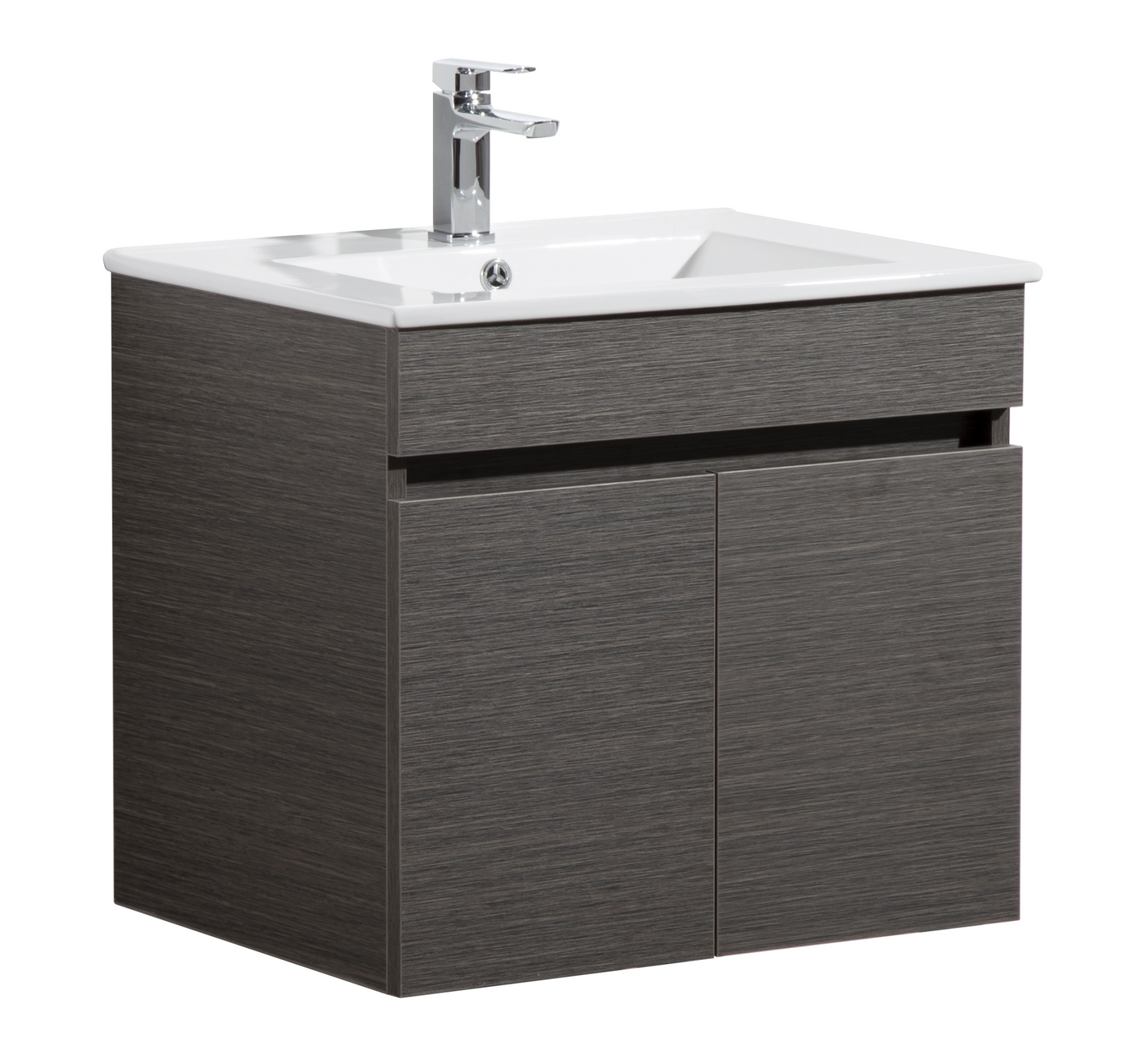 600mm Evie Wall Hung Vanity PVC - Cabinet Only - Dark Brown