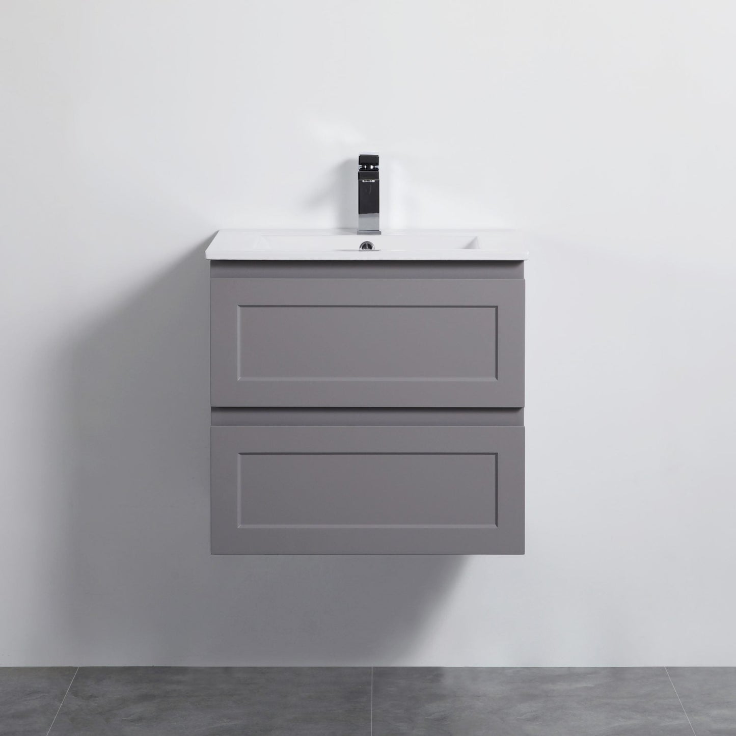 600mm Fremantal Wall Hung Vanity PVC Cabinet Only - Matte Grey