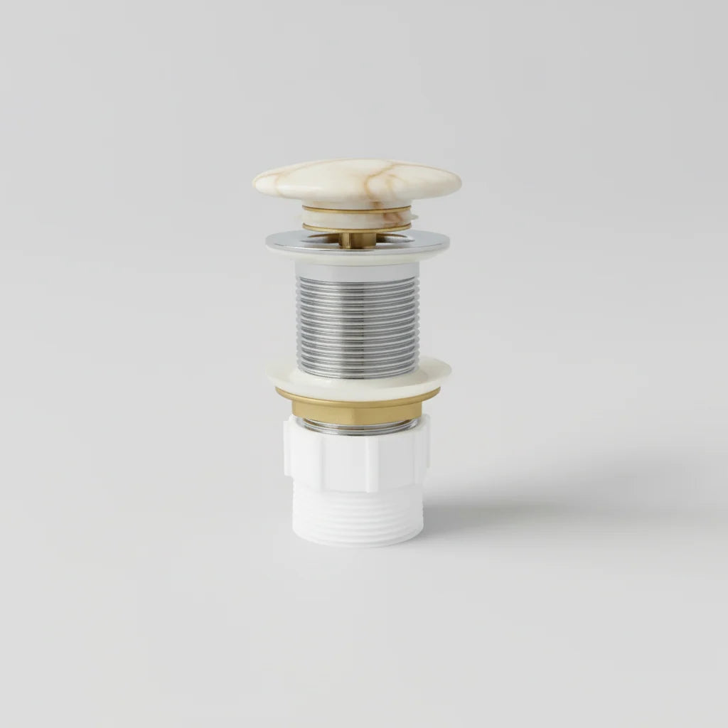 Marvane Pop-up waste 32 mm Non-over Flow with Gloss Carrara Ceramic Cap