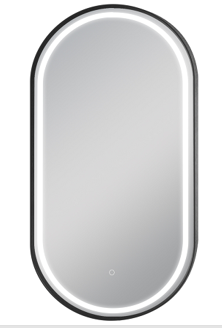 Matte Gunmetal Oval Framed LED Mirror - 500x1000mm (MBGM-OL50100)