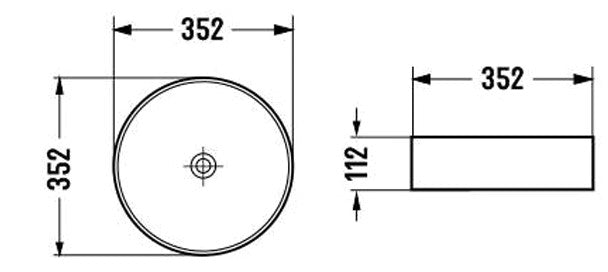 352mmx352mm Above Counter Basin - Matte Grey