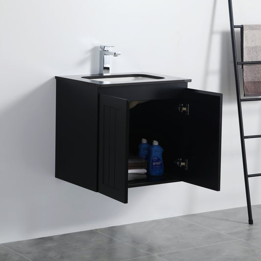 600mm Acacia Wall Hung Vanity PVC Cabinet Only - Matte Black