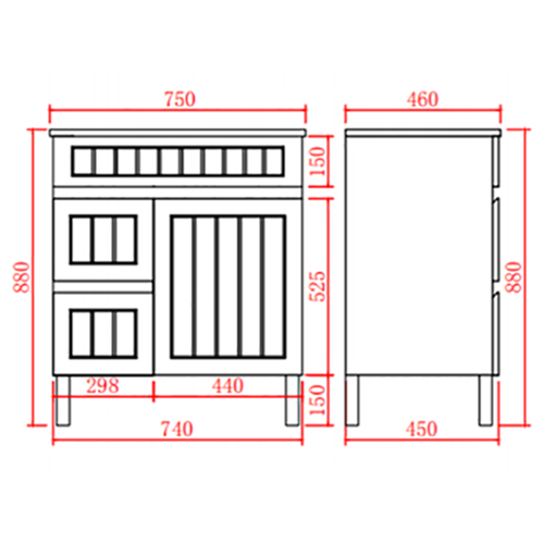 750mm Acacia Floor Vanity PVC Left Side Drawers - Cabinet Only - Matte White
