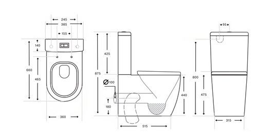 Ajax Back to Wall Rimless Toilet Suite - Matte White