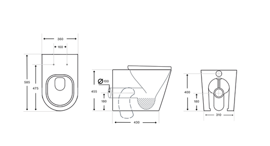 Ajax 80mm In Wall Toilet Set with Round Buttons - Gunmetal