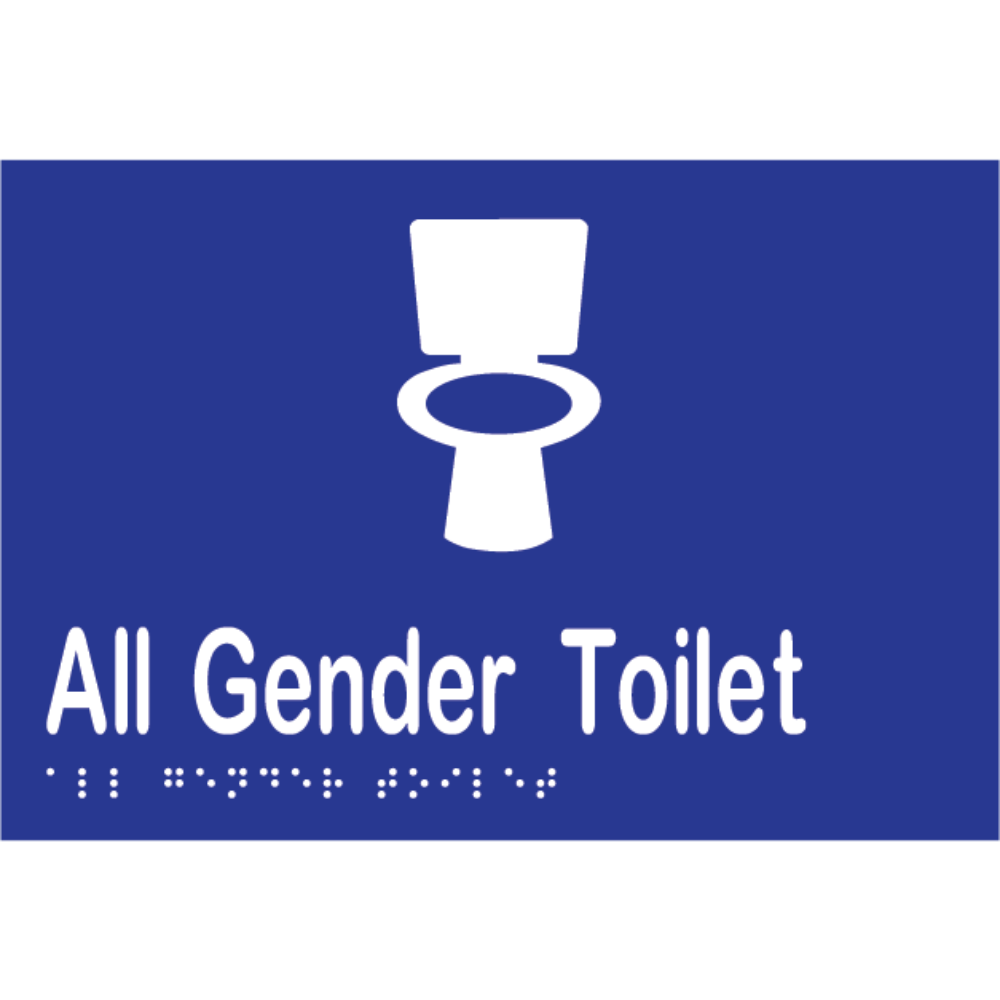 All Gender Toilet Sign -Vinyl - Blue with White Infill