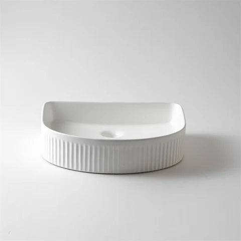 415*365*100mm Matte White with Fluted Design Above Counter Basin