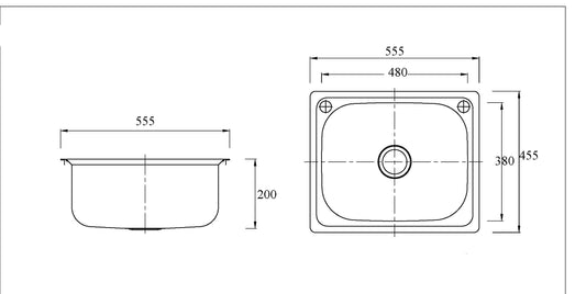555mm 35L Stainless Steel Drop In Laundry Tub